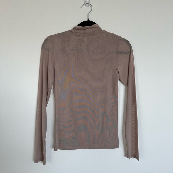 J For Justify Mock Neck Long Sleeve Mesh Shirt in Cream - Picture 4 of 5